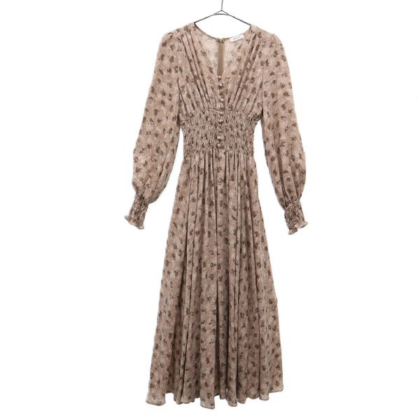 20AW FWFO205233 花柄 長袖 ウエストシャーリングプリント ワンピース ベージュ レディース