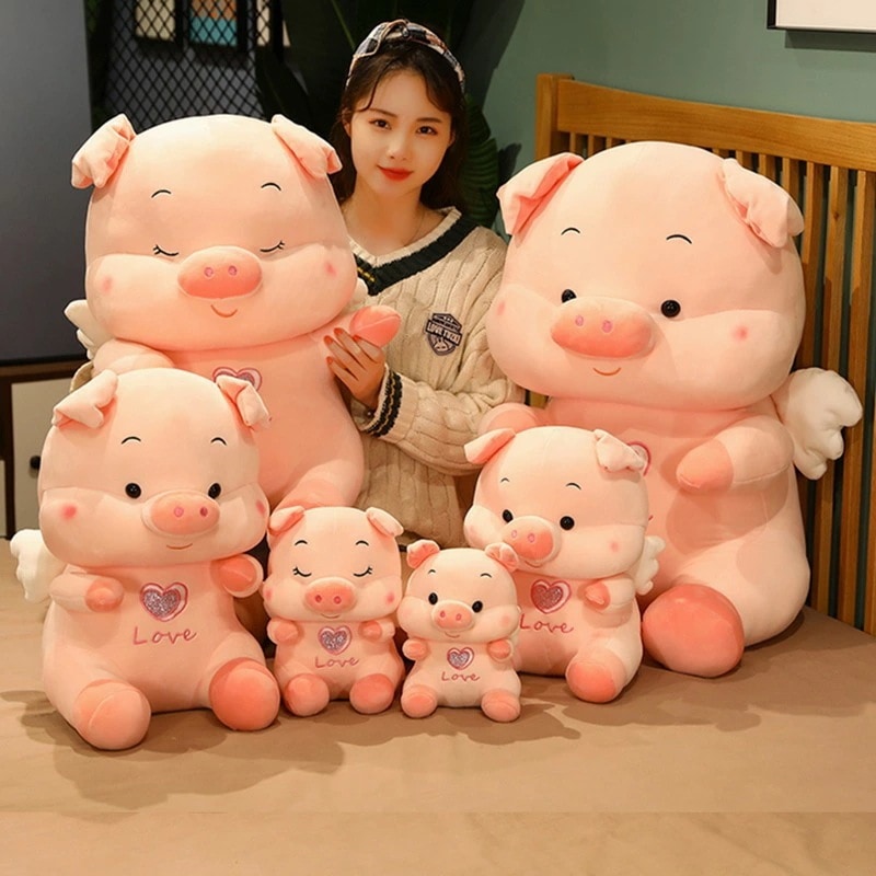 【80cm】 ぬいぐるみ 全2デザイン 天使 豚 pig ぶた ピンク 抱き枕 クッション インテリア 子供 おもちゃ 動物 エンゼル angel ツバサ 翼 つばさ ギフト ブタ 可愛い 彼女に ふ