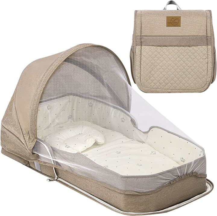 ココリズム ベッドインベッド ベビーベッド クーファン 現役保育士監修 ポータブル 折りたたみ式 寝返り防止 新生児 携帯型ベビーベッド( ベージュ)