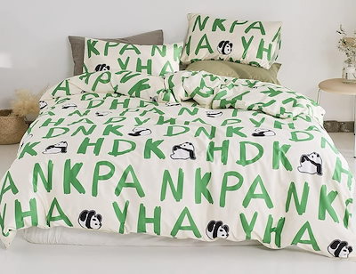 布団カバーセット ジュニア 綿100% プリント 掛け布団カバー フラットシーツ 枕カバー パンダ柄