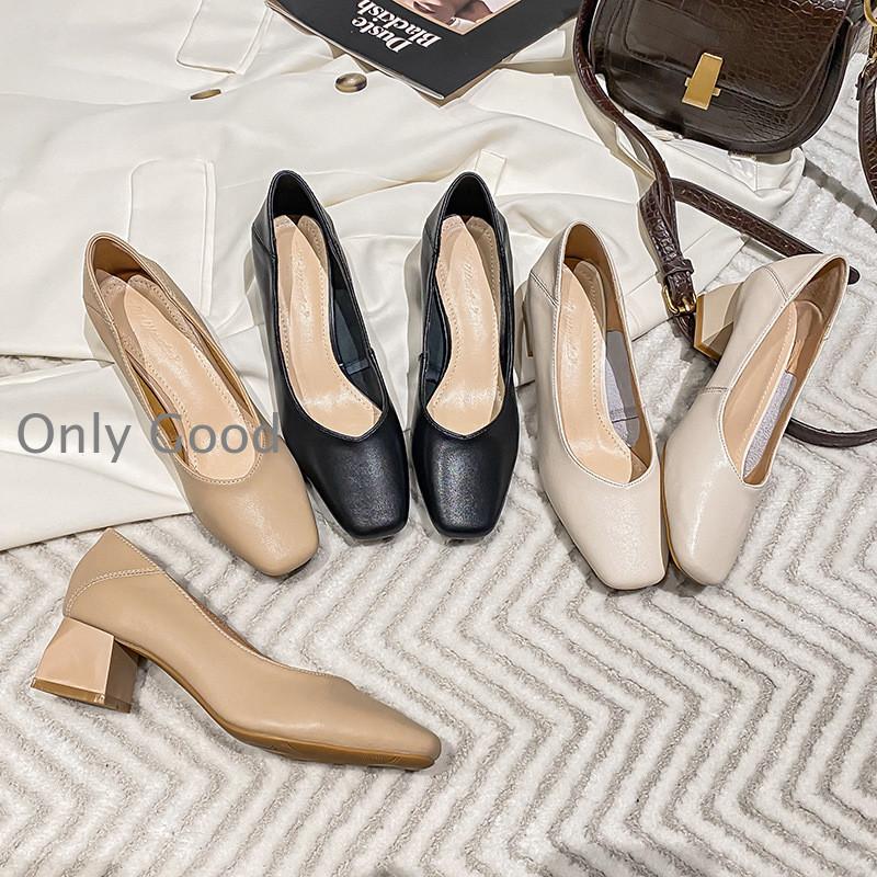 【幸運】パンプス 痛くない 歩きやすい 走れる 楽 黒 スクエアトゥ ローヒール 3-5cm チャンヒール レディース 履きやすい おしゃれ 滑りにくい 太ヒール