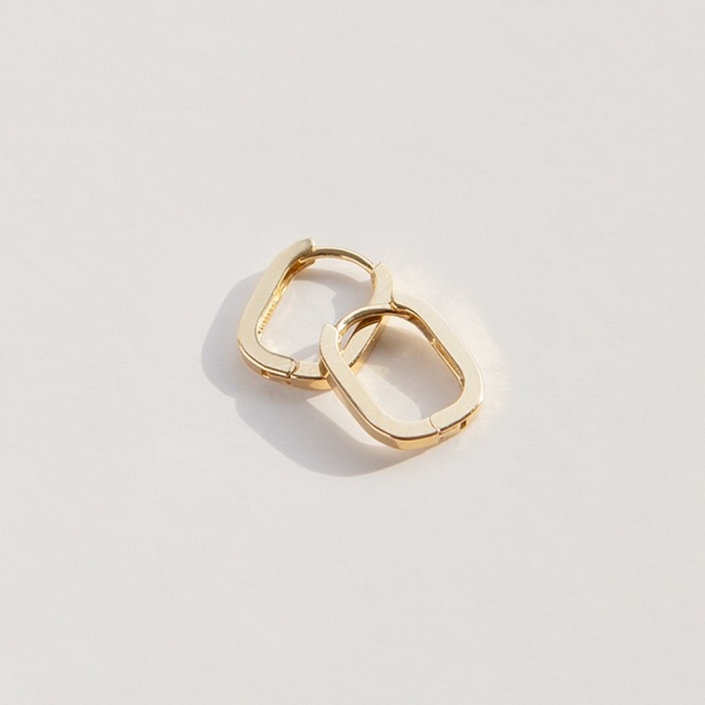 LUNNE 14k ラウンドスクエアワンタッチリングピアス (14k ゴールド) S10