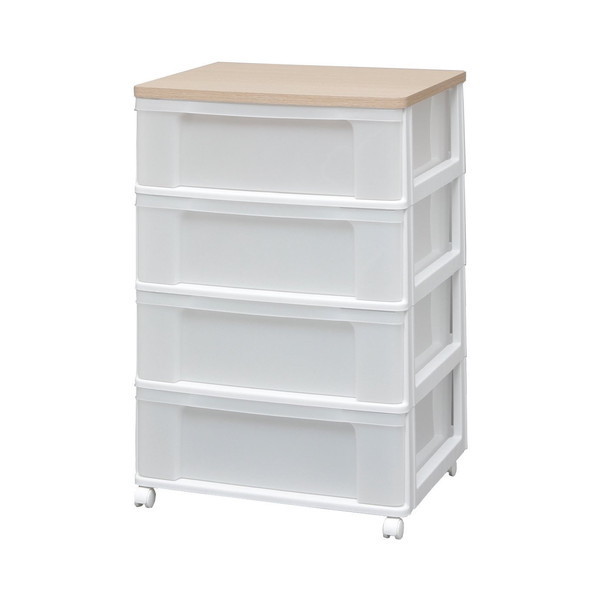 W654P ホワイト/フレンチオーク [ウッドトップチェスト 4段 幅63.2cm 完成品] メーカー直送