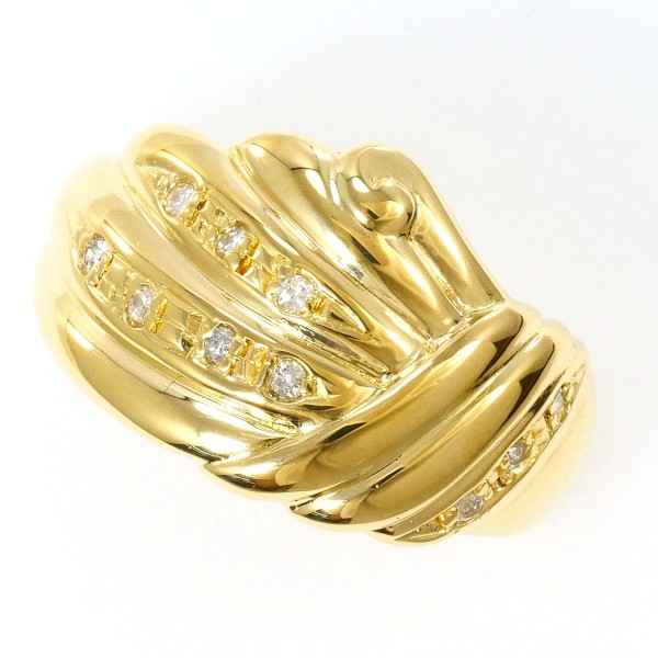 K18 18金 YG リング 指輪 10.5号 ダイヤ 0.08 ジュエリー 中古