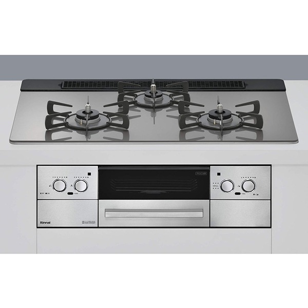 ビルトインガスコンロ 都市ガス用 3口 両側強火タイプ 幅75cm RHS71W33L25RSTW-13A カームシルバー ベイズ
