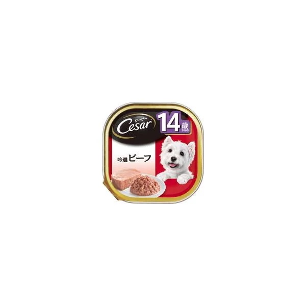 【1ケース】【お取り寄せ対象品】シーザー トレイ 14歳からの 吟選ビーフ 100g[マースジャパンリミテッド シーザー] *96個