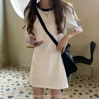 【2025新作入荷】ワンピース ミニ ミニ丈 ショート ショート丈 袖あり 半袖 クルーネック かわいい 個性的 シンプル カジュアル ラフ メンズライク ボーイ