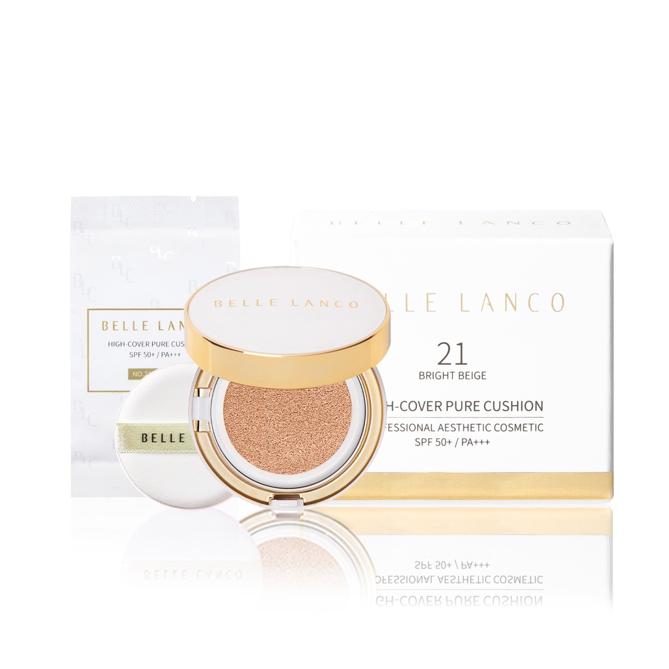 ベルランコ ハイカバー ピュア クッションパクトナチュラル23号(詰め替え付き) whitening + wrinkle改善 + UVカット