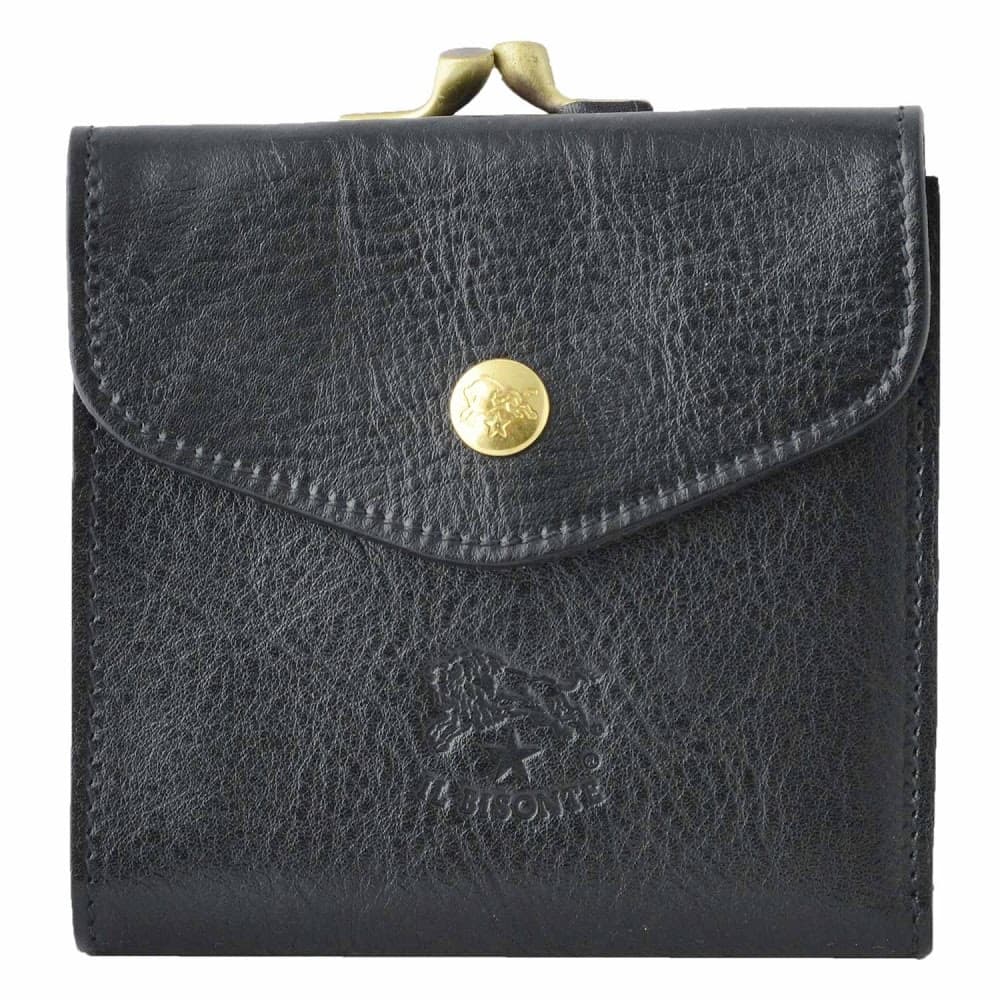 イルビゾンテ 財布 IL BISONTE Black がま口小銭入れ付 二つ折り財布 C0423P1