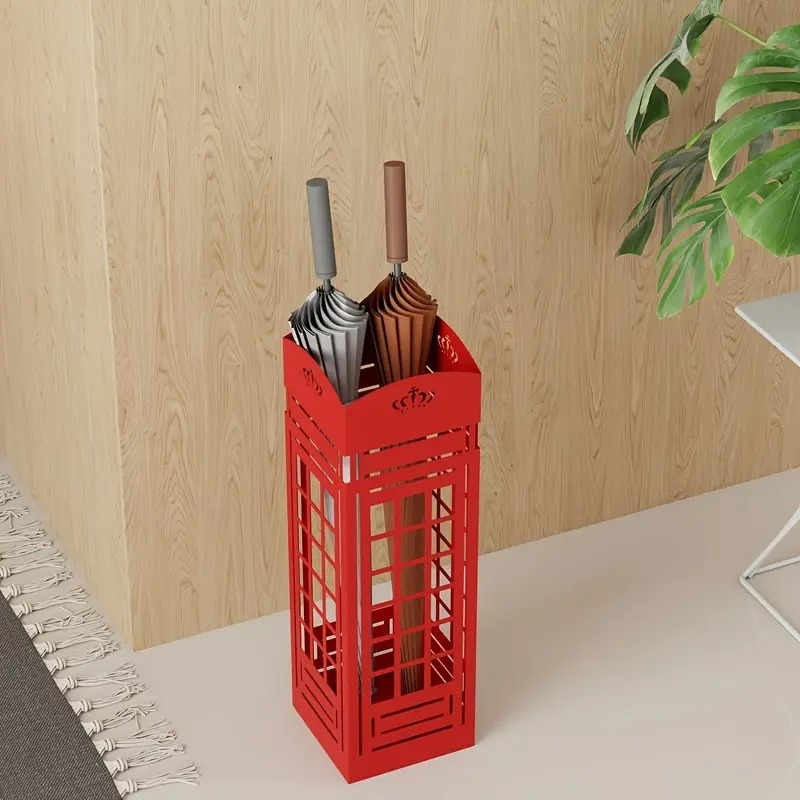 傘立て グリッドスタイル レトロ クラシック レッド ホワイト ブラック アンブレラスタンド 傘ホルダー アイアン 鉄 ホテルロビー 玄関 ホームデコ アメリカン 4-7