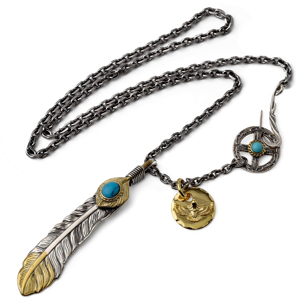 BFF 925 フェザーネックレス 先金ターコイズ [bffns016]