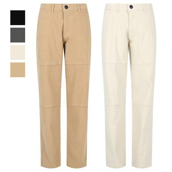 メンズ 縫い合わせ 弱起毛 バンディング ストレートフィット スパンデックス コットンパンツ NE-PTK-Q029-ベージュ