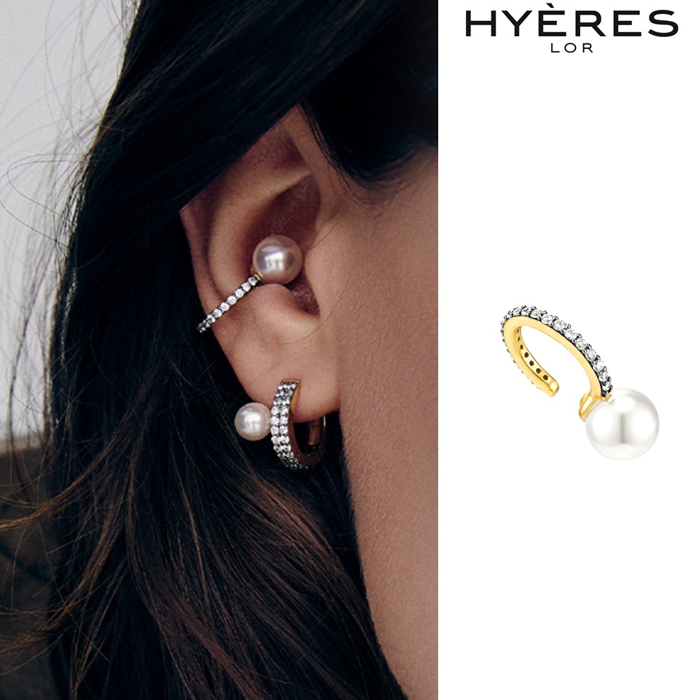 [HYERES LOR] Noailles silver antique pearl in-ear ear cuff fullイヤリング