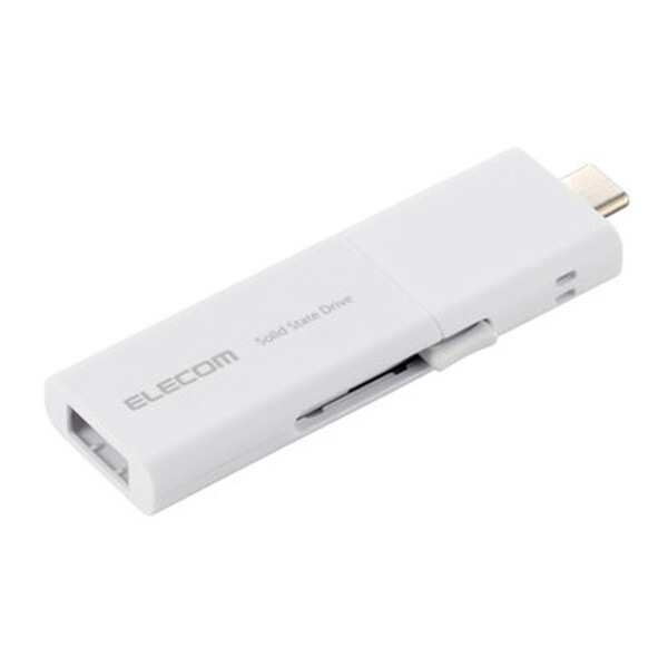 ESD-EWB0500GWHR SSD 外付け 500GB USB3.2Gen1 読込最大420MB/秒 USBメモリ型 スライド式 高速 Type-C/USB-A 両対応 ホワイト メーカー直送