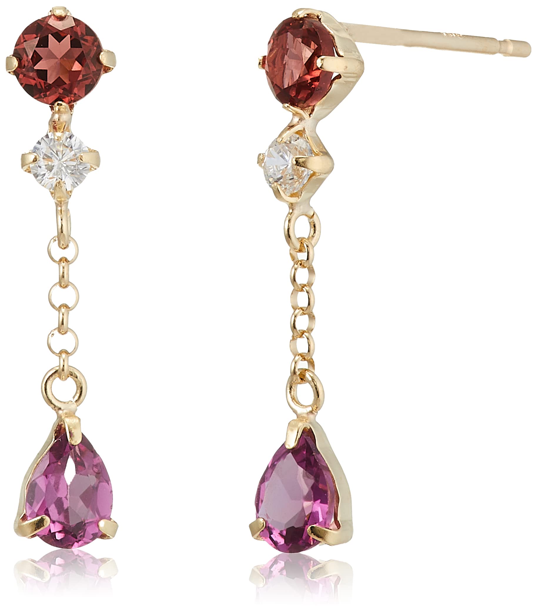 ロードライトガーネット/ガーネット/キュービック ドロップピアス K10イエローゴールド DSQ8389J_-07