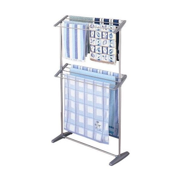 ステンレスバスタオル掛け/物干しスタンド [2段] 幅84cm 干し部：斜め形状 『セキスイ』