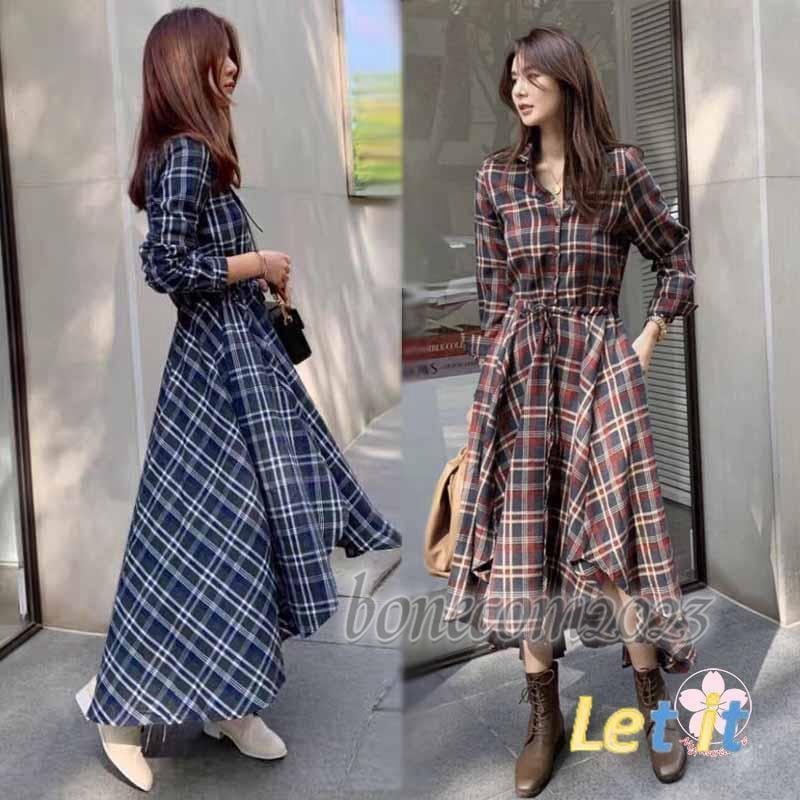 シャツ レディース チェック きれいめ 長袖 ロング 通勤 ミモレ丈 上品 ゆったり カジュア 通学