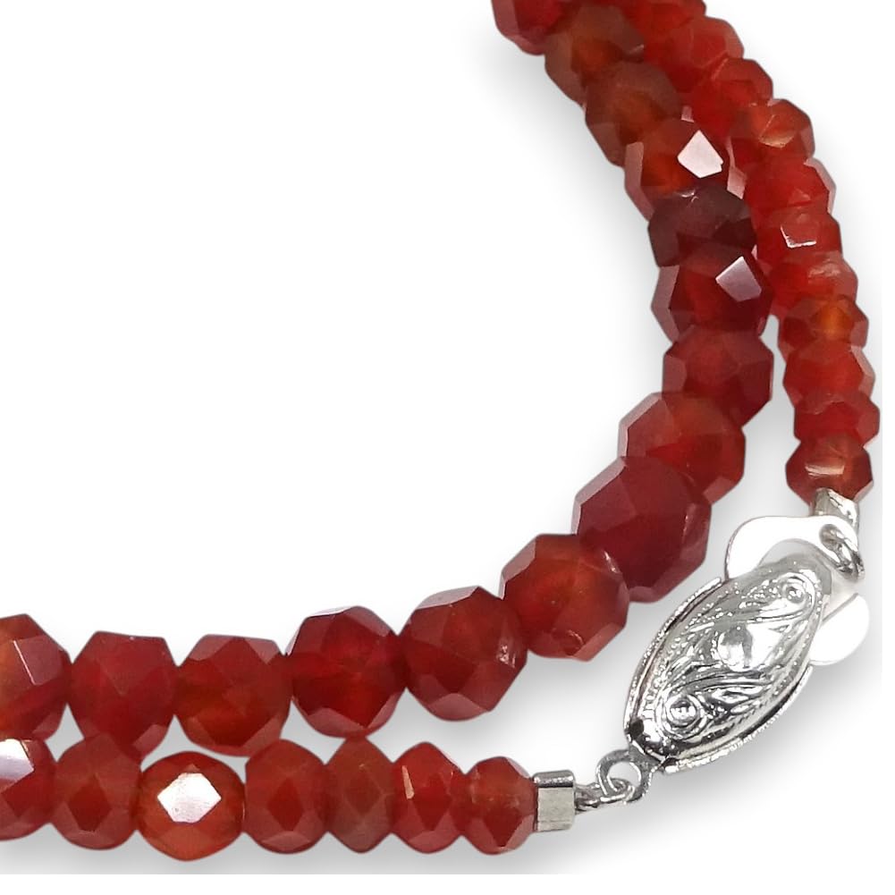 天然 赤瑪瑙（レッドアゲート カーネリアン） ネックレス カットボール加工 【ギフトラッピング済み】