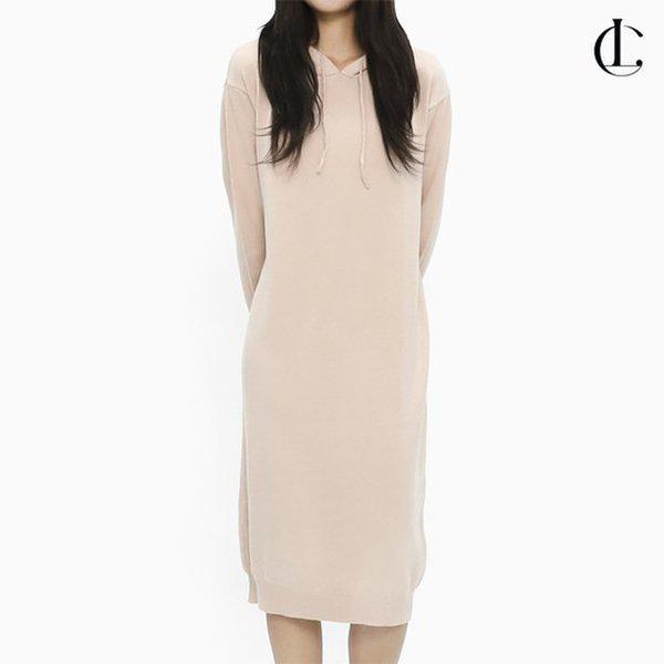 女性ワンピース ニット フード付き 長袖 ラウンドネック ロングドレス LOSC006