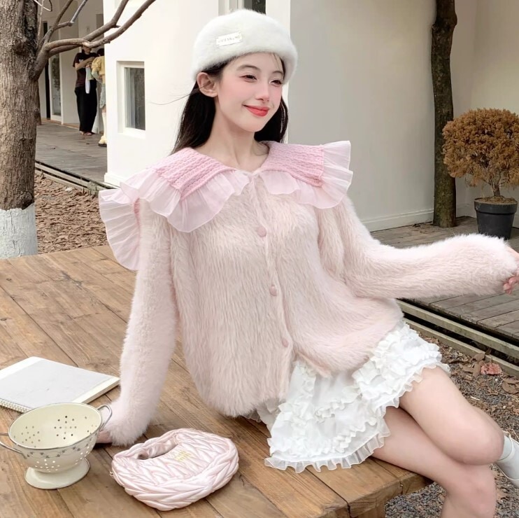ジャケット カーディガン 長袖 ニット かわいい 大人可愛い きれいめ シンプル カジュアル 大人 上品 おしゃれ お洒落 かっこいい レトロ 大人女子 こなれ感 ラフ ラブリー キュート ガーリー