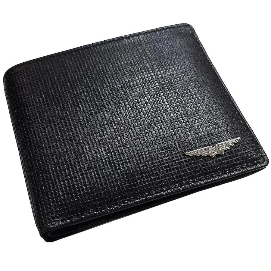 PLC　二つ折り財布 PA-70901-10 レザー ブラック メンズ 小銭入れあり