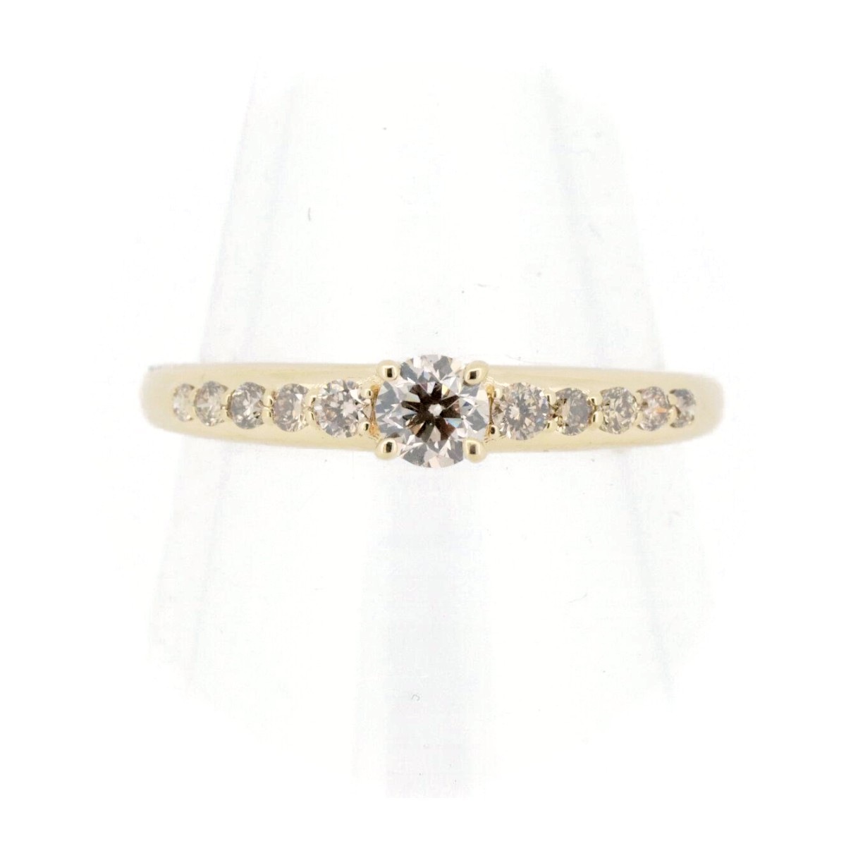 GSTV ブラウンダイヤモンド リング 指輪 11号 0.18ct 0.12ct K18YG(18金 イエローゴールド) 質屋出品