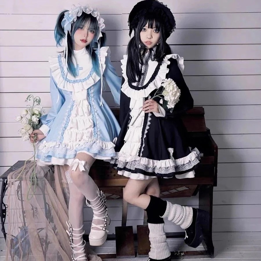 二次元 ロリータナースシスター服ゴシックシスター風OPスカートメイド服