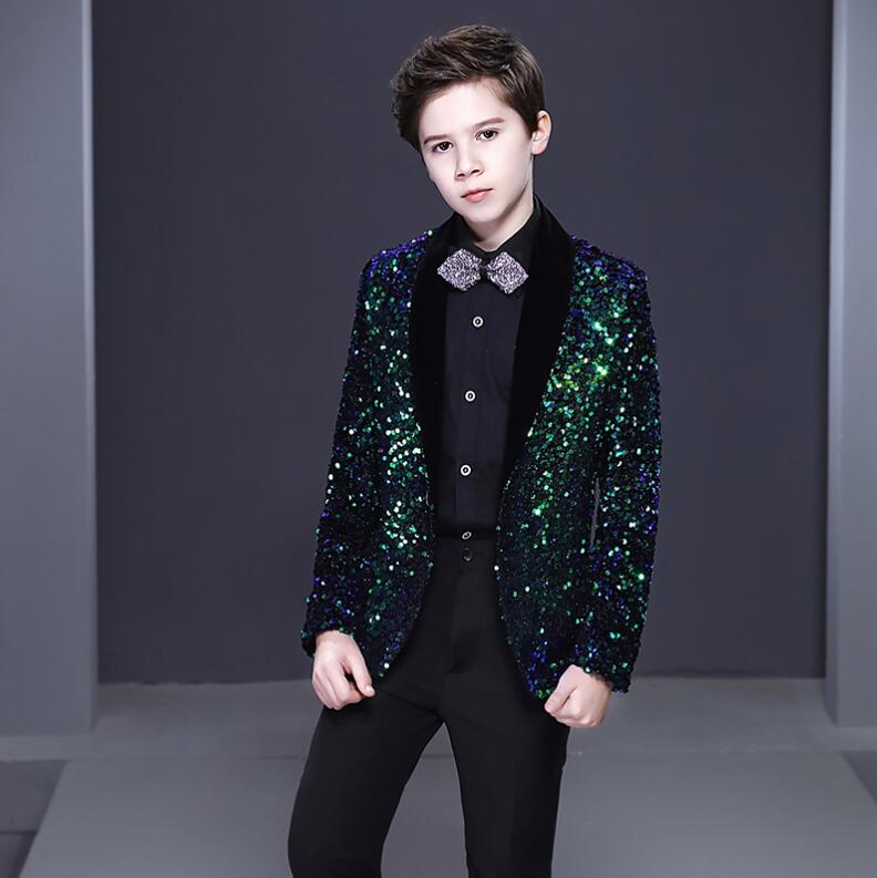 質感改良！スパンコールジャケット 子供用舞台スーツ スパンコールスーツセット 男の子紳士服 子供服 キッズ礼服 子供フォーマルスーツセット 派手 子どもタキシード テーラードジャケット フォーマ 8,085円