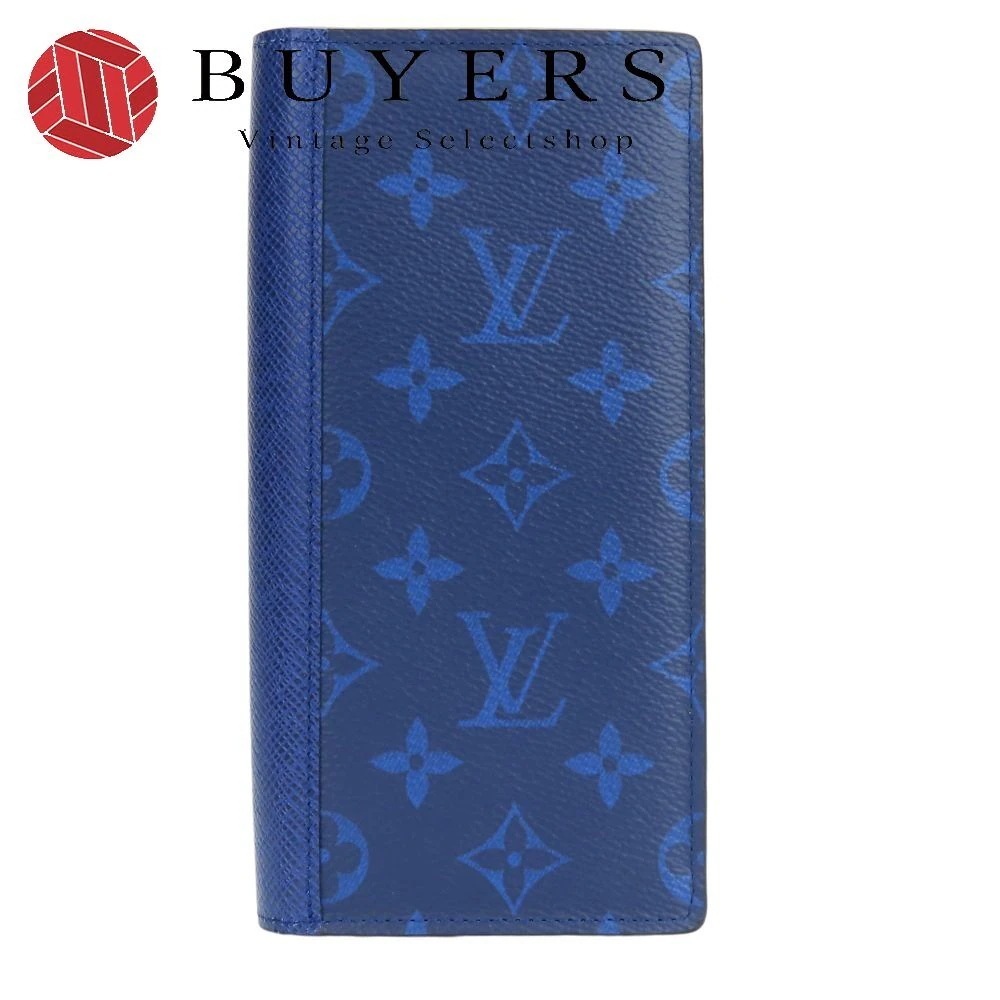 中古 長財布 ポルトフォイユ・ブラザ M30297 タイガラマ タイガ モノグラム コバルト ブルー系 二つ折り 小銭入れ 普段使い メンズ 男性