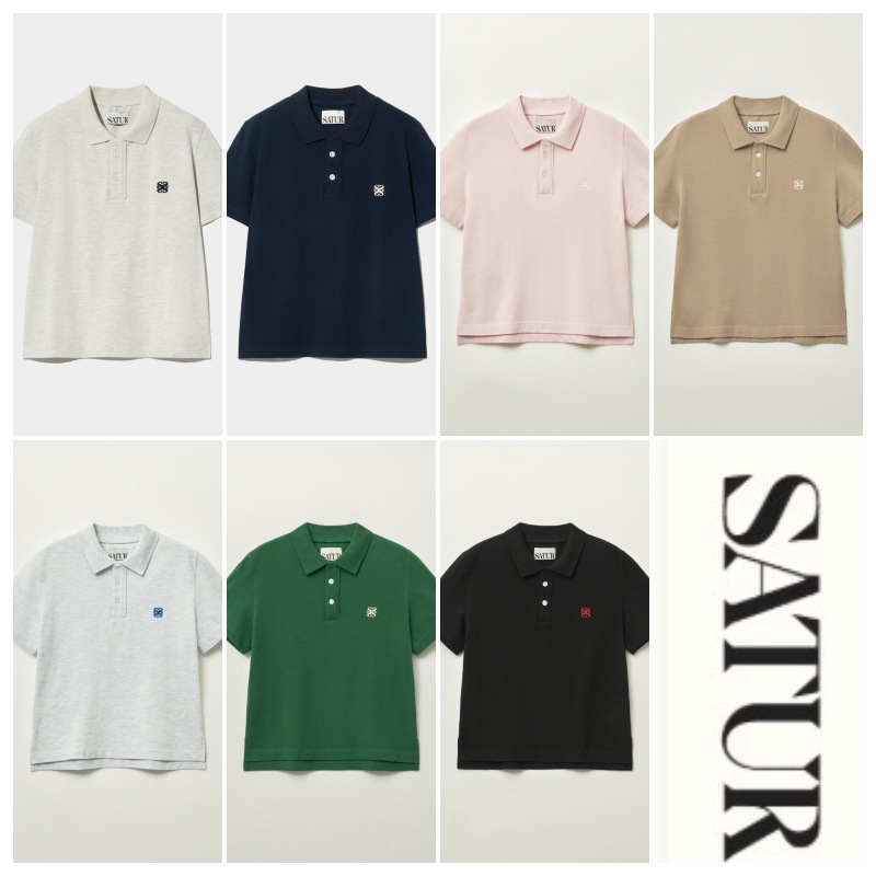 【SATUR】 (W) BASIC PIQUE POLO T-SHIRT : 7COLORS