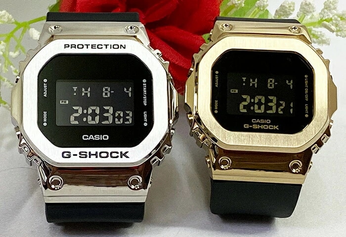 恋人たちのGショック ペアウオッチ G-SHOCK カシオ 2本セット 電池式 GM-5600-1JF GM-S5600GB-1JF デジタル お揃い g-shock人気 婚約　夫婦 高級　ク