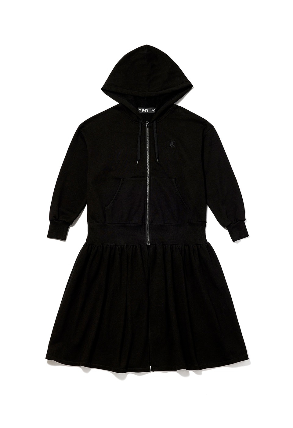 【OPEN Yy】 JERSEY SHIRRING HOODIE JACKET : BLACK