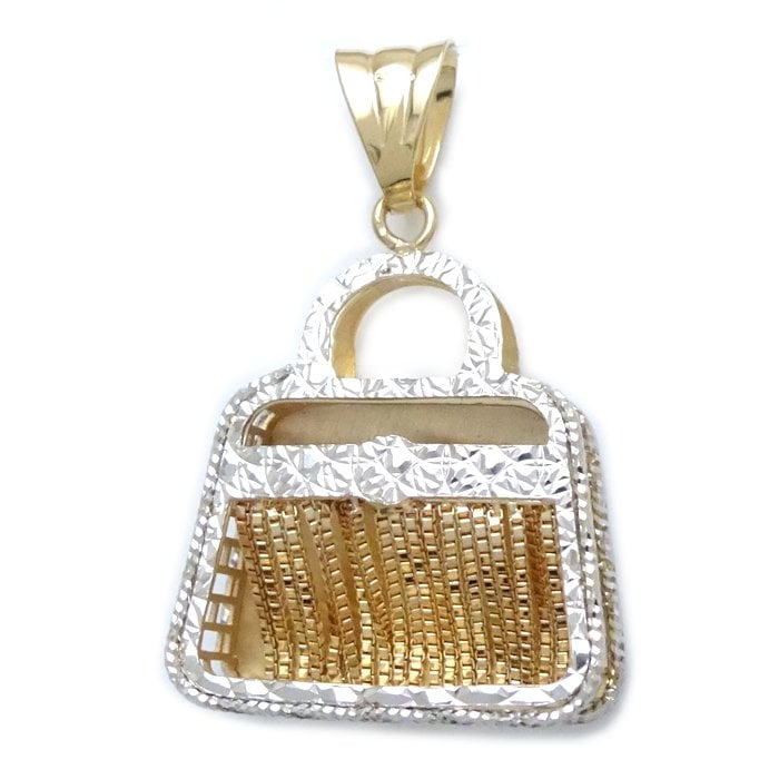 バッグモチーフ ペンダントトップ K18WG ホワイトゴールドxK18YG イエローゴールド /78891【中古】