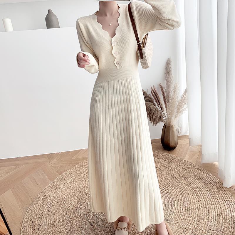 冬のワンピース セーター 百掛け ワンピース 着痩せ 秋冬 ニットワンピース 気質 ワンピース ロングワンピース カシミヤタッチ 日韓 ウエスト引き締め