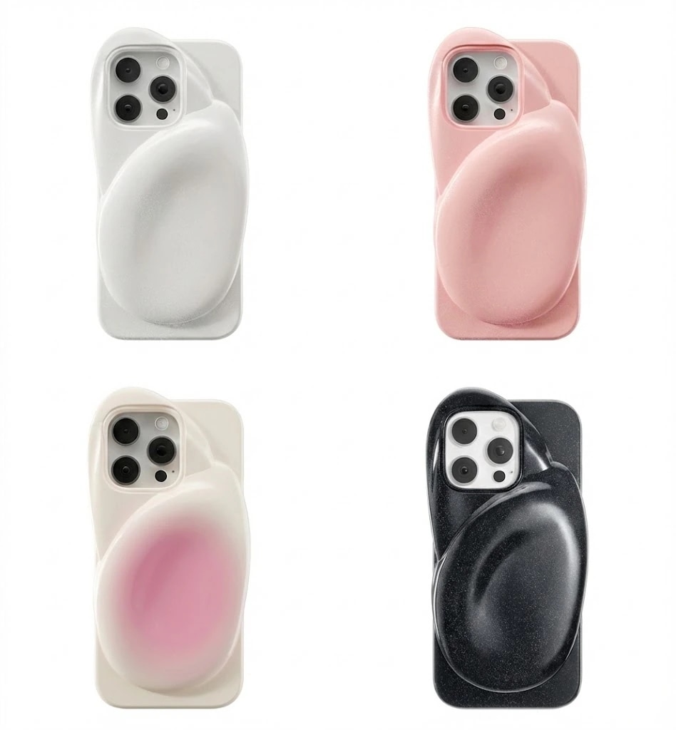 ANDAASH iPhone PEBBLE ぷっくり ケース 立体 ニュアンス スマホケース アイフォン iPhone16 Pro 13 Mini おしゃれ 鏡越し 自撮り