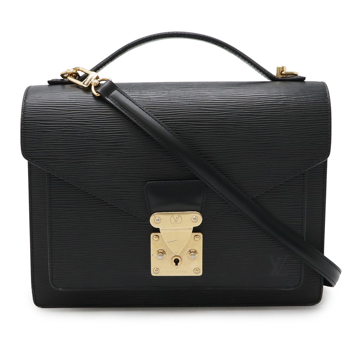 エピ モンソー セカンドバッグ ハンドバッグ 2WAYショルダー ノワール ブラック ゴールド金具 ベタなし 鍵欠品 M5212