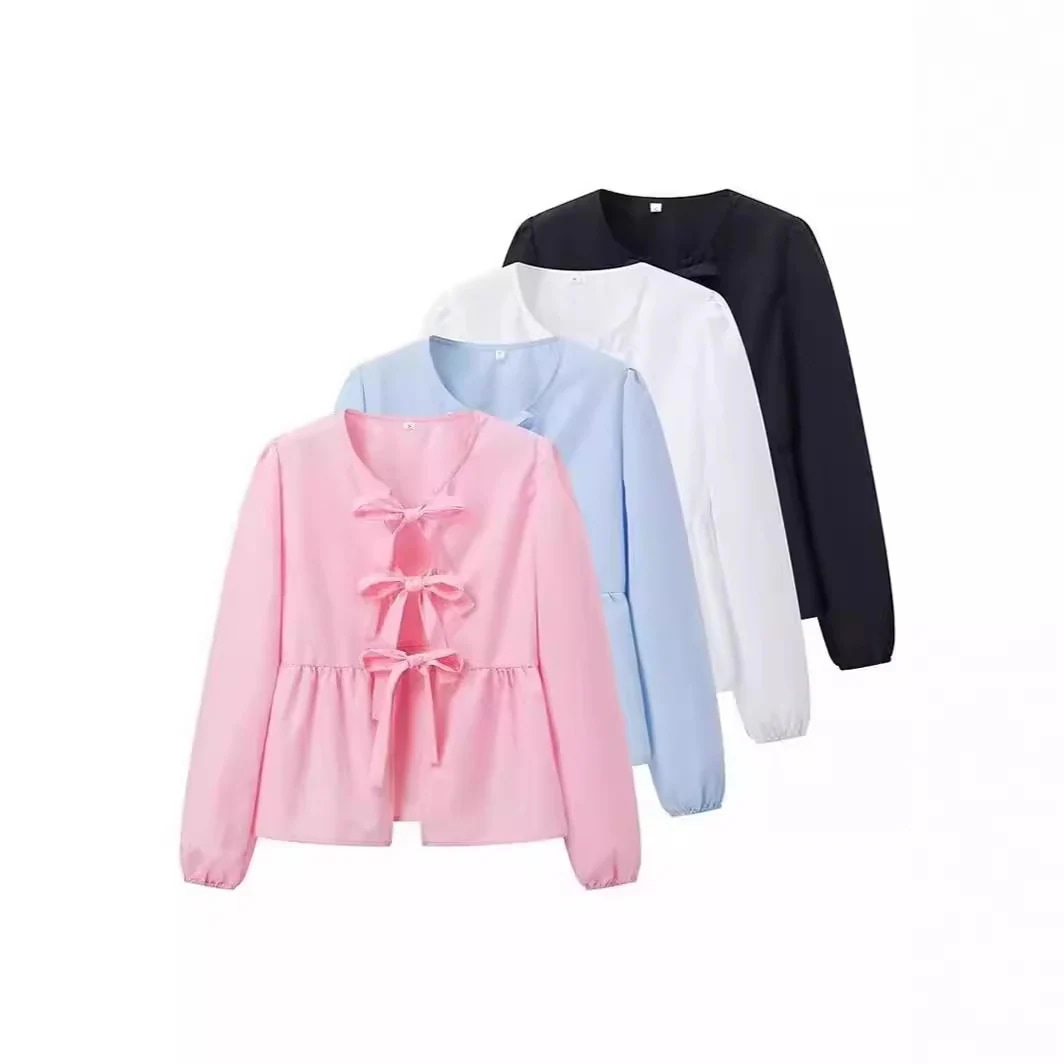 【1つ買うと10つ無料】婦人服2025夏のファッションカジュアルストラップオール長袖シャツ