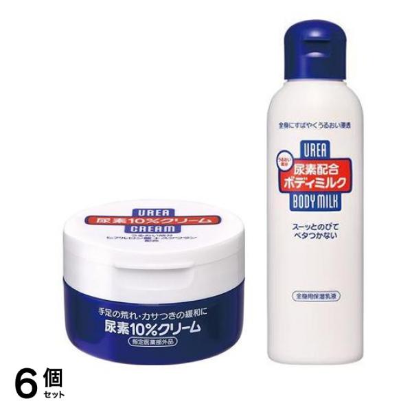 尿素10%クリーム UREA CREAM ジャータイプ 100g＆尿素配合ボディミルク UREA BODYMILK 全身用保湿乳液 150mL 6個セット
