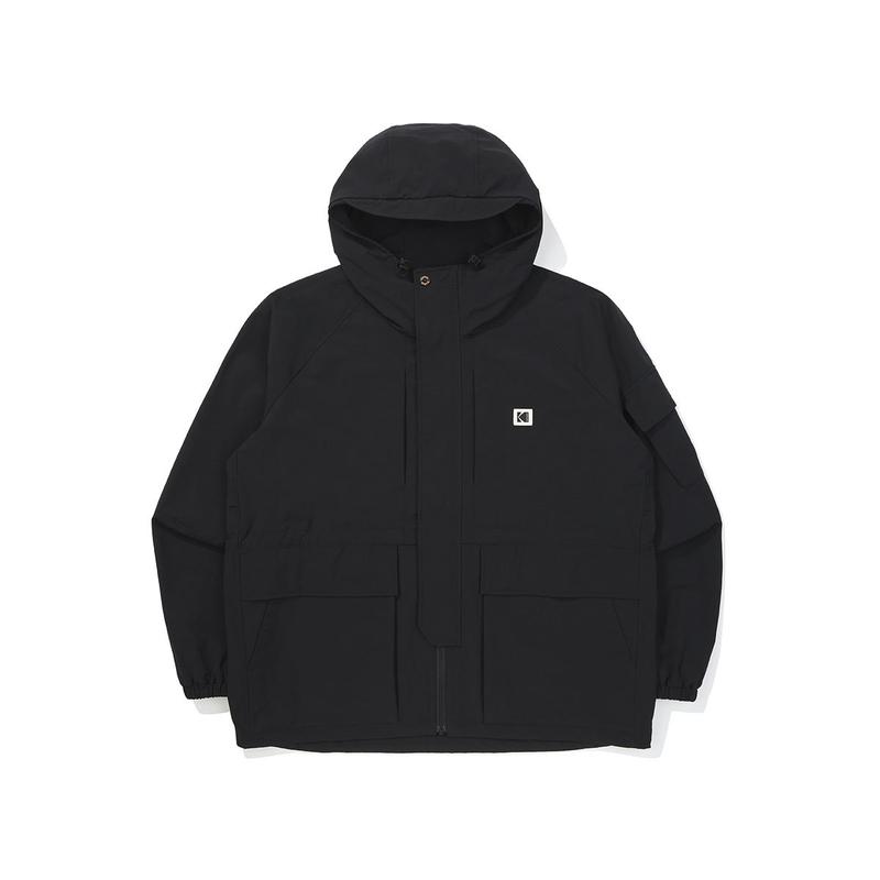 [公式]リネンライク ベーシック フード ジャケット BLACK