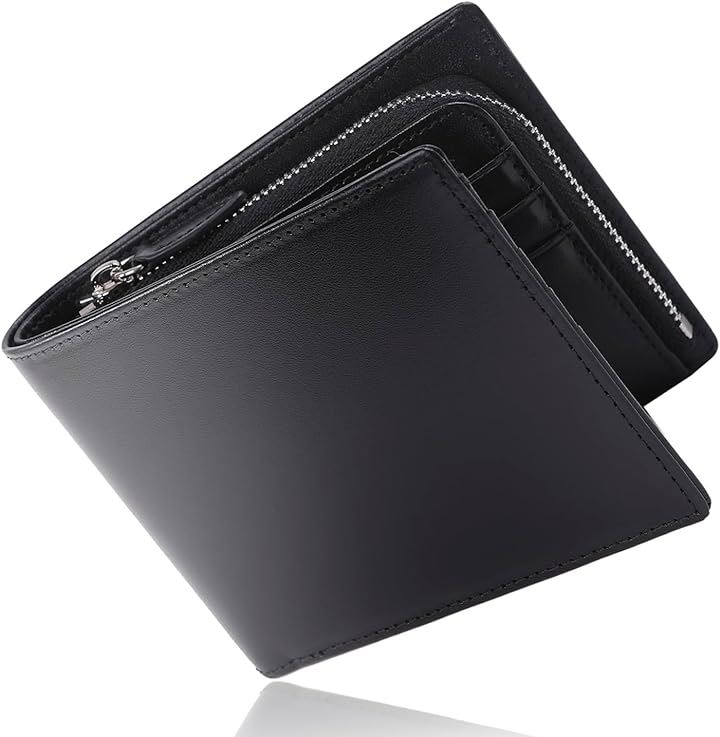 財布 本革 植物タンニンなめし革 札入れ部の内側も牛本革 二つ折り 2つ折り メンズ レディース カード10枚収納 ギフト プレゼント スキミング防止( ブラック) 7,551円