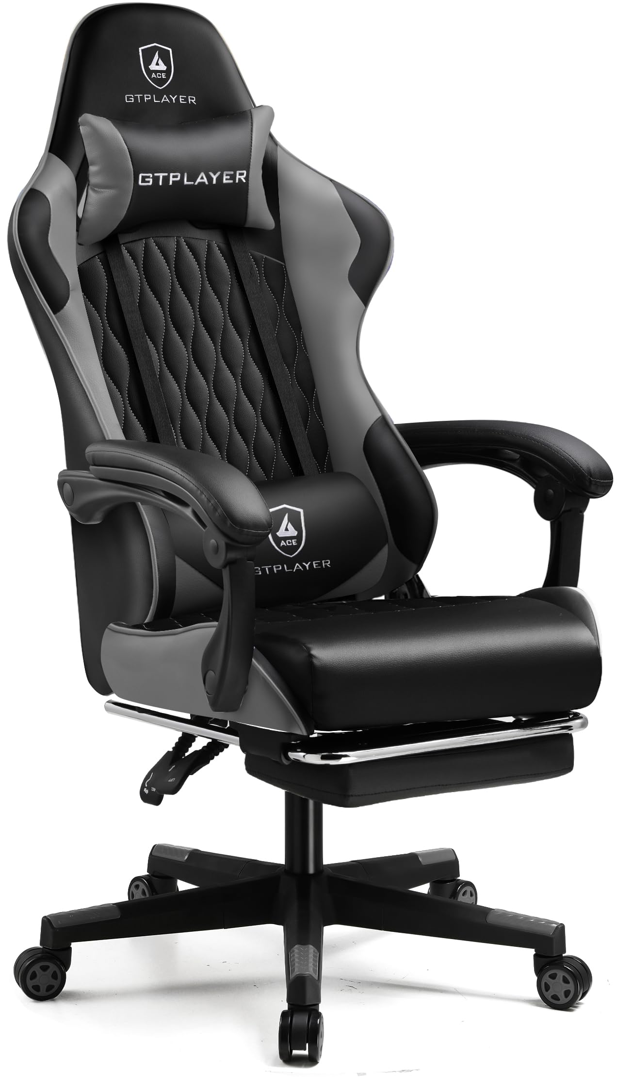 GTRacing (ジーティーレーシング) ゲーミングチェア デスクチェア pcチェア 椅子 テレワーク 145リクライニング イス フットレスト ゲームチェア ハイバック ランバーサポート ポケッ