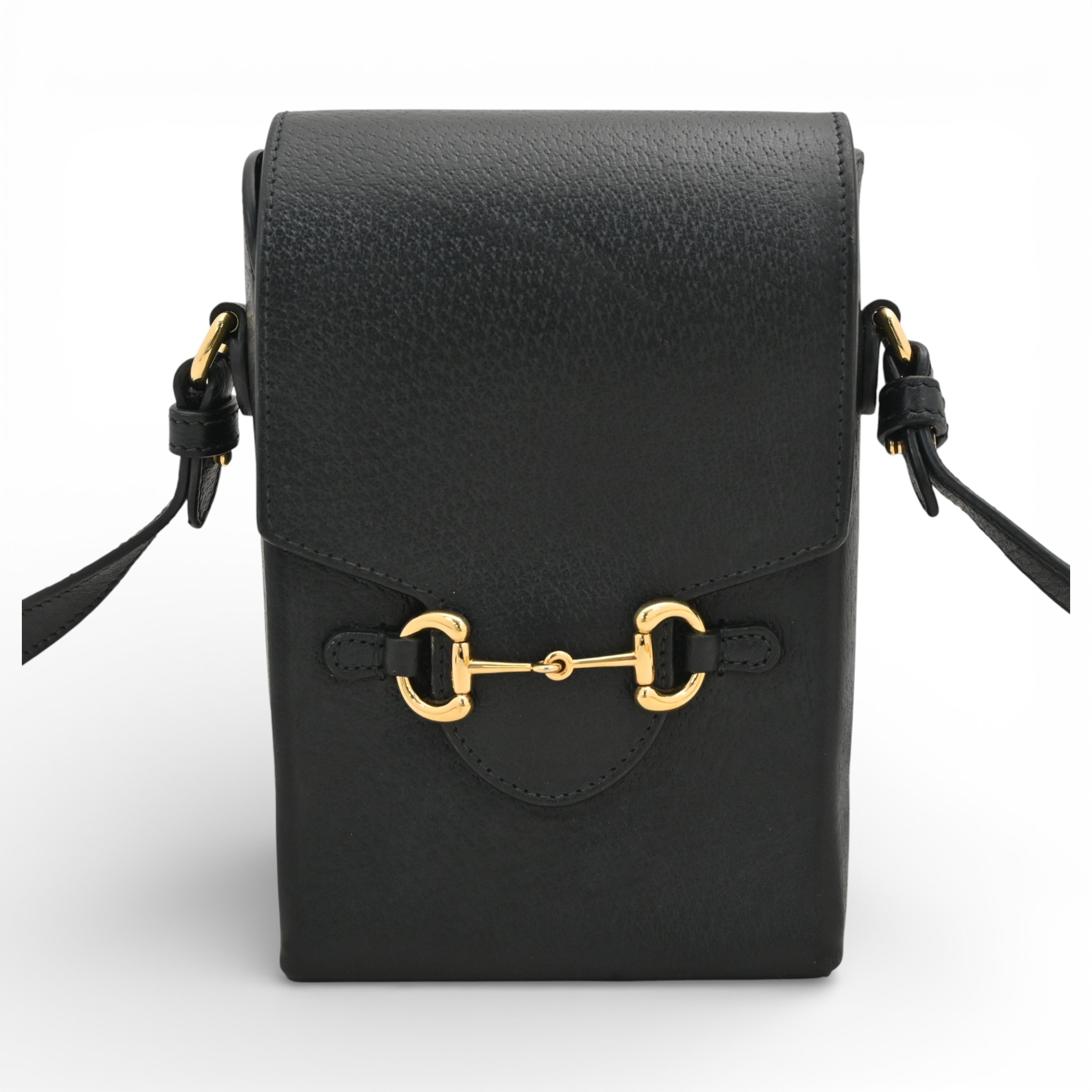 グッチ ホースビット 1955 レザー ミニ ショルダーバッグ ブラック Aランク gu3344vv