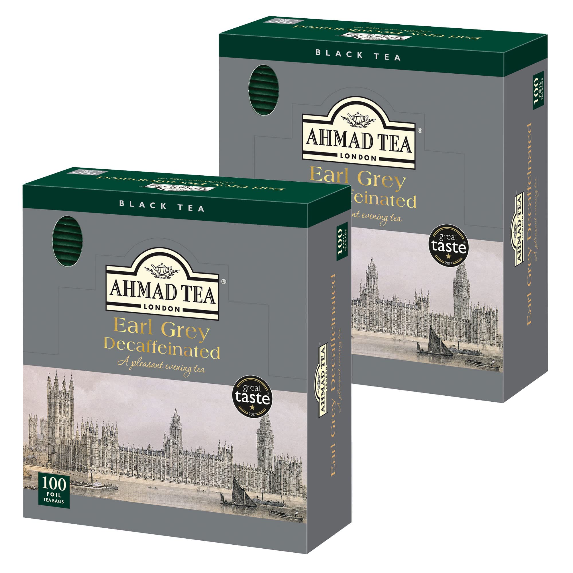 AHMAD TEA ( アーマッドティー ) デカフェ アールグレイ ティーバッグ 100袋入り [ カフェインレス タイプ 個包装 ]×2個