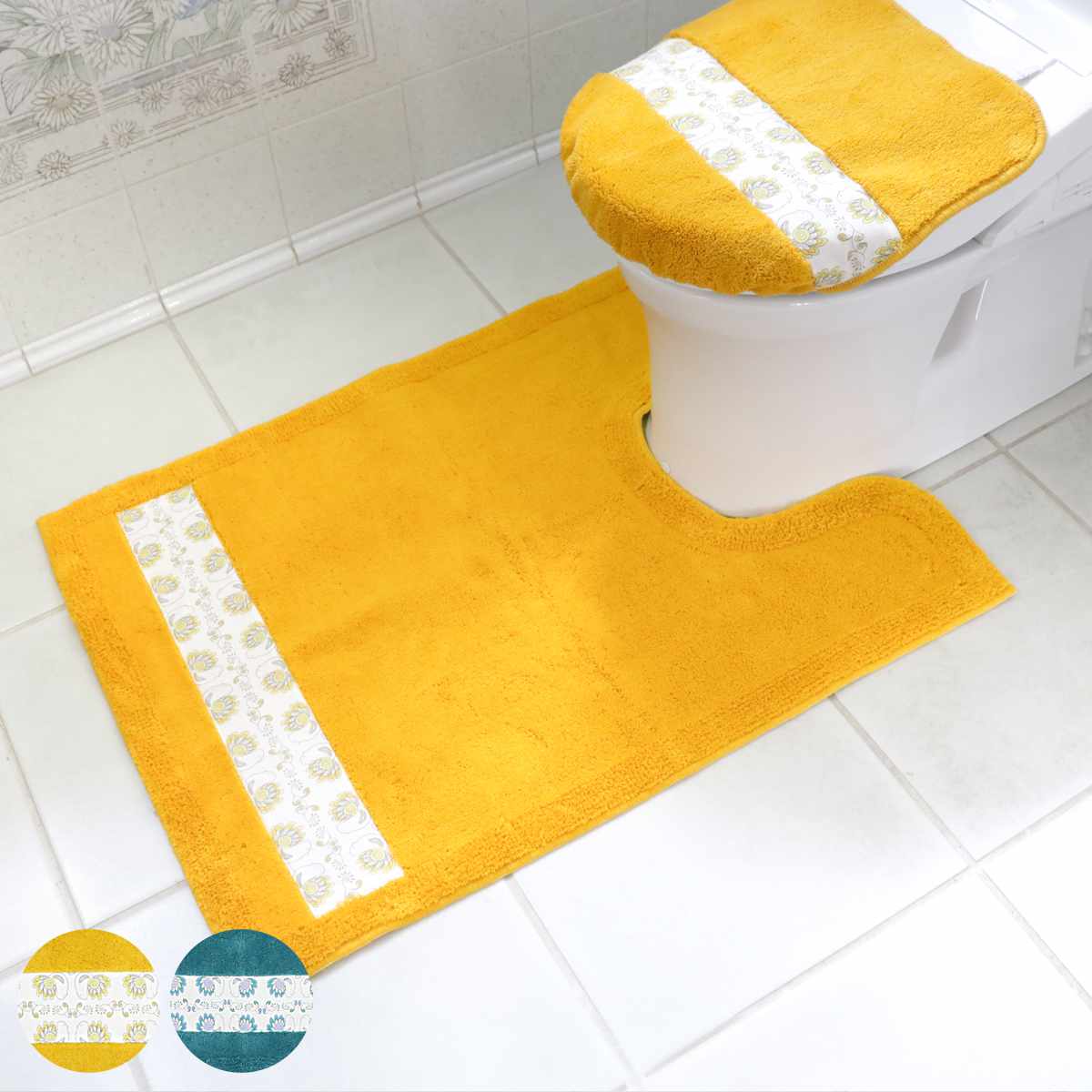 トイレマット ピックリンツ 胴長 95x70cm トイレ マット 抗菌 防臭 吸水 速乾 洗濯可 滑り止め 足元マット ロング 日本製 トイレタリー 小鳥柄 北欧 洗える すべり止め 5,264円