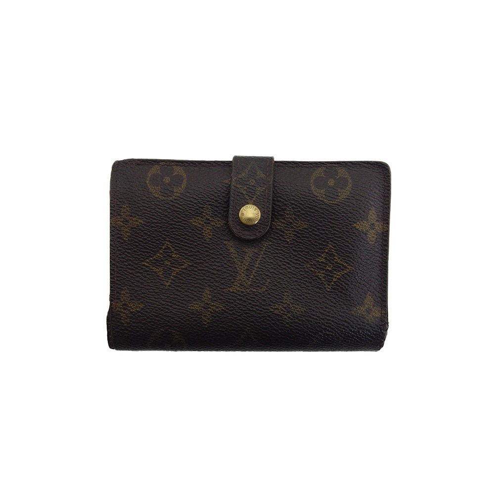 二つ折り財布 モノグラム ポルトモネ ビエ ヴィエノワ ブラウン×ベージュ レディース 中古