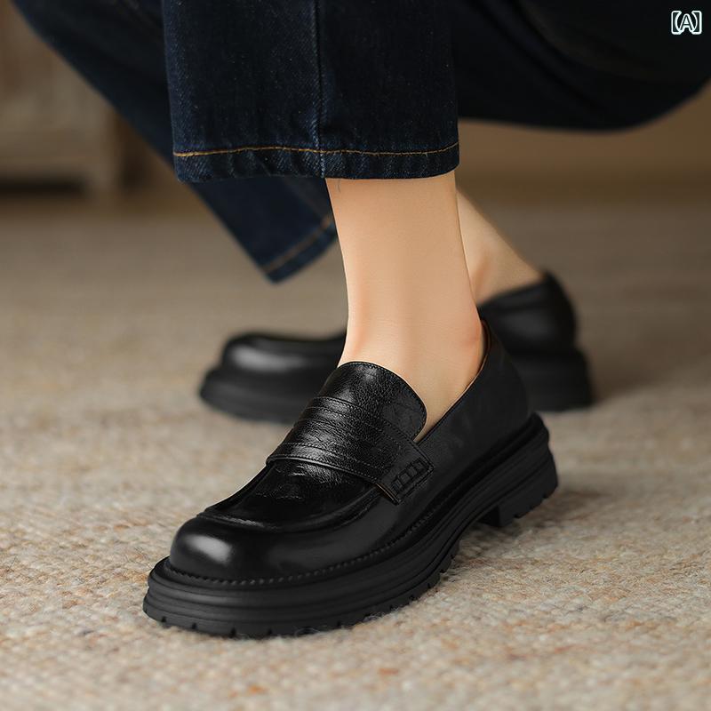 ローファー レディース 通勤 通学 オフィス 学生 春 スタイル ソフト ソール 革 レトロ 英国 カレッジ 小さい 革靴 女性 スリッポン 厚底