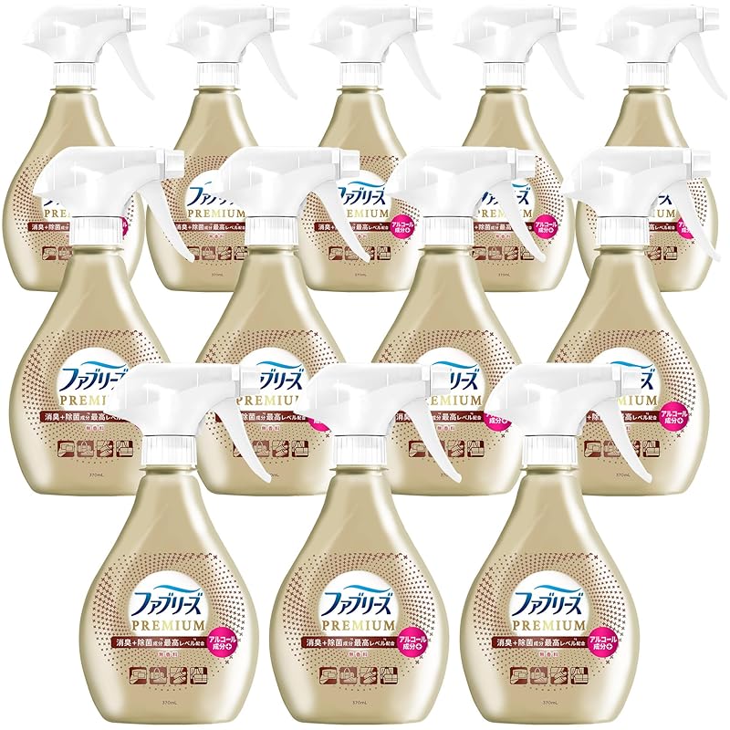 ファブリーズ 消臭スプレー PREMIUM 消臭＋除菌成分最高レベル配合 衣類・布製品用消臭剤 アルコール成分＋ 無香料 本体 370mL×12本 [ケース品]
