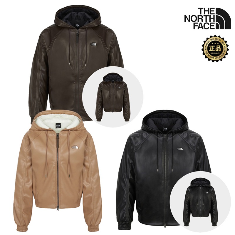 NM5PR52 LUNO HOOD ZIP-UP フェイクレザー フード ジップアップ ブルゾン ショート丈 きれいめ カジュアル 冬 韓国 トレンド デイリー 通勤 大人 コーデ提案 ニット パンツ