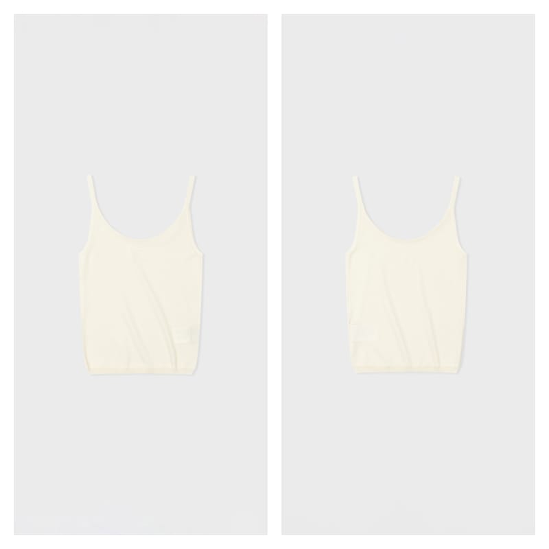 【LOW CLASSIC】 LC LOGO SLEEVELESS KNIT TOP : IVORY