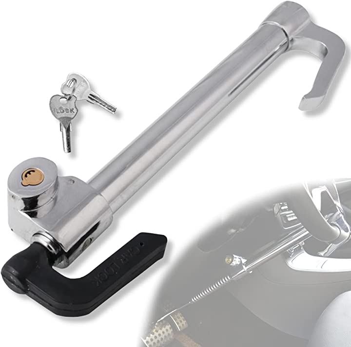 車 盗難防止 ハンドルロック ステアリングロック ペダルロック カーロック セキュリティ 車両盗難防止対策( シルバー)